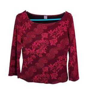 HANKY PANKY Vintage 90s brocade slinky top in‎ wine
